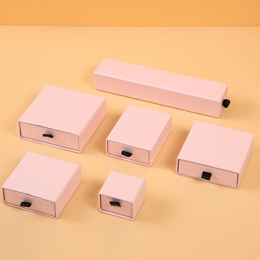 Pink Drawer Gift Box with black flocking foam lining