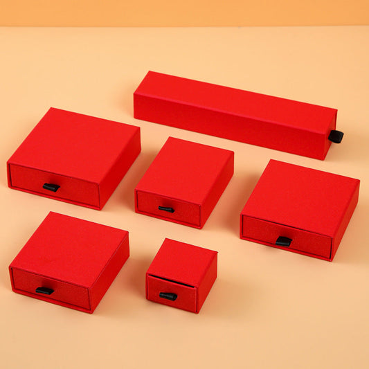 Red Drawer Gift Box with black flocking foam lining