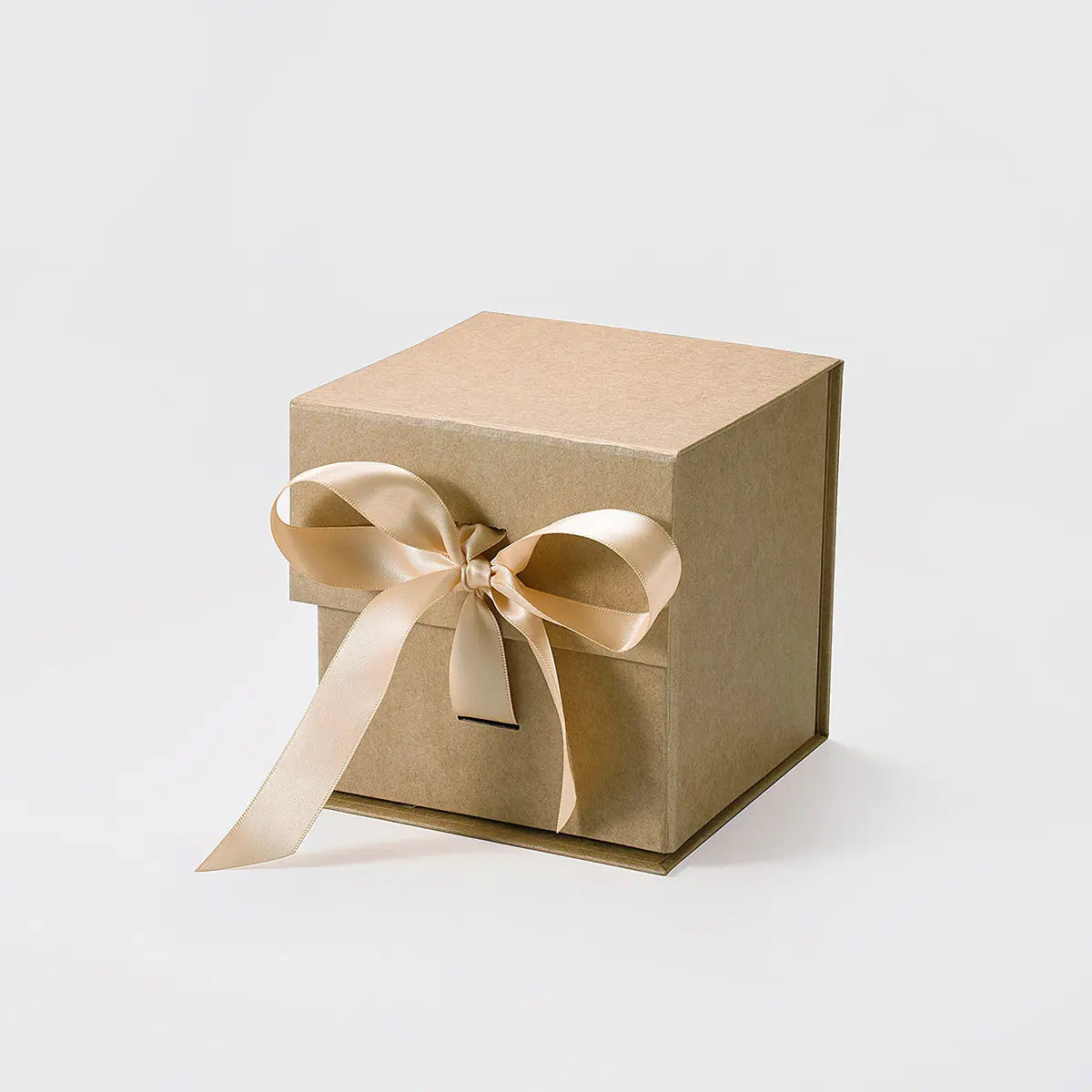 Small Cube Magnetic Gift Box Kraft with ribbon