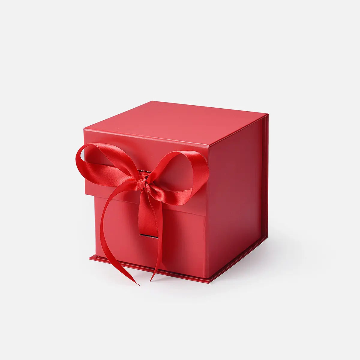 Small Cube Magnetic Gift Box Red with ribbon