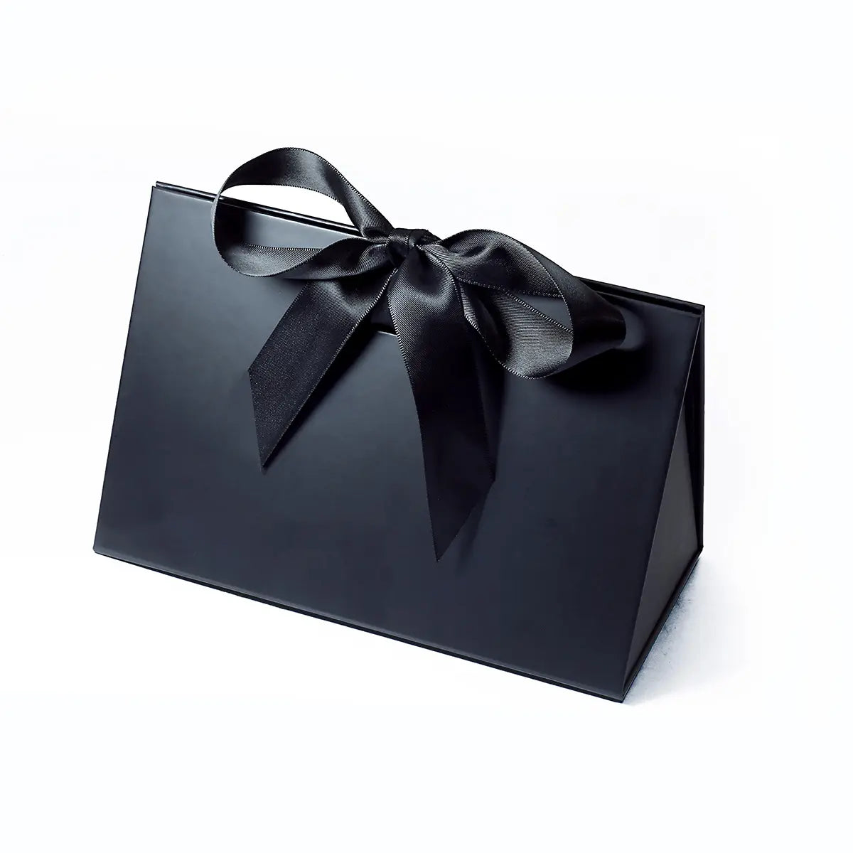 Small Triangle Shaped Gift Bag with Ribbon Black