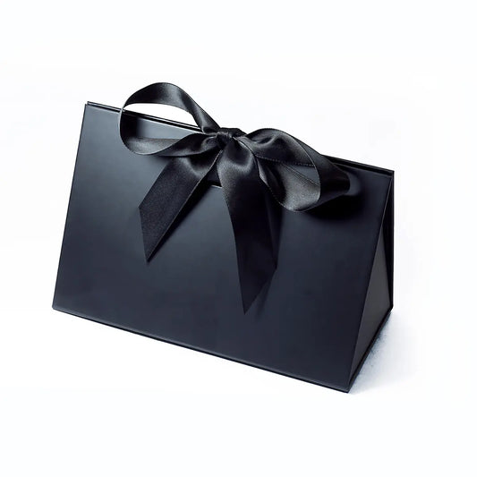 Small Triangle Shaped Gift Bag with Ribbon Black