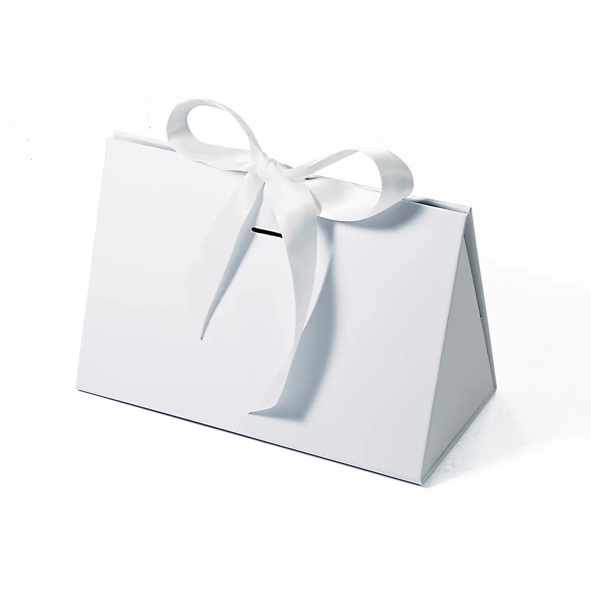 Small Triangle Shaped Gift Bag with Ribbon White