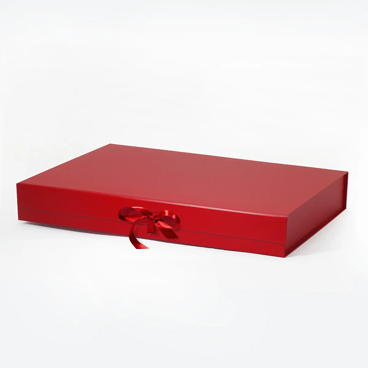XL Shallow Magnetic Gift Box Red with ribbon