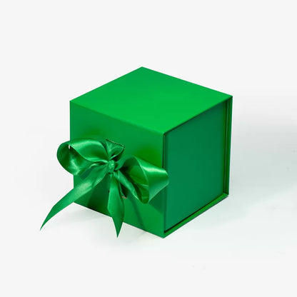 XS Cube Magnetic Gift Box Green with ribbon