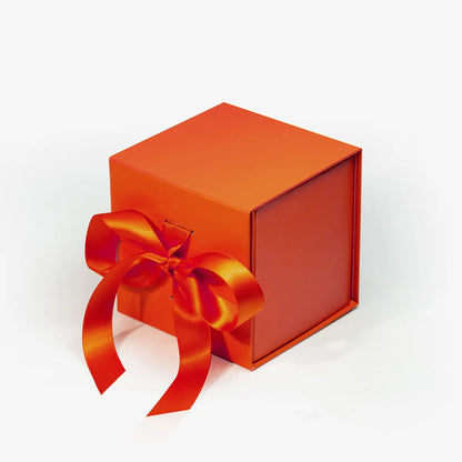 XS Cube Magnetic Gift Box Orange with ribbon
