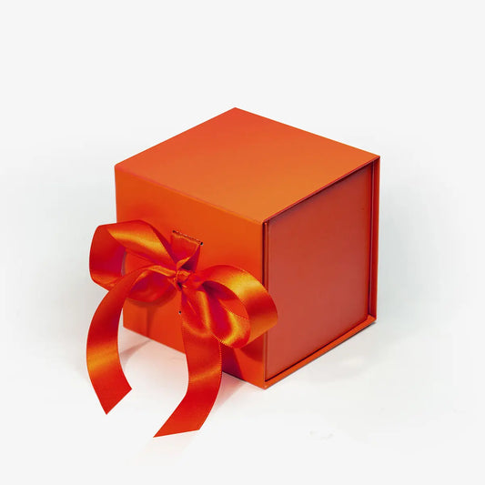 XS Cube Magnetic Gift Box Orange with ribbon
