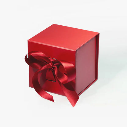XS Cube Magnetic Gift Box Red with ribbon