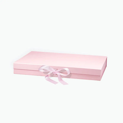 XXL Shallow Magnetic Gift Box Pink with ribbon