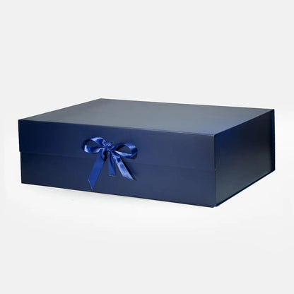 XXXL White Magnetic Gift Box Navy Blue with ribbon